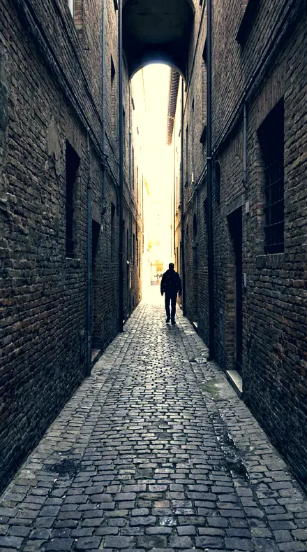 Two Halves applied to The alley, lit warm, shaded cool