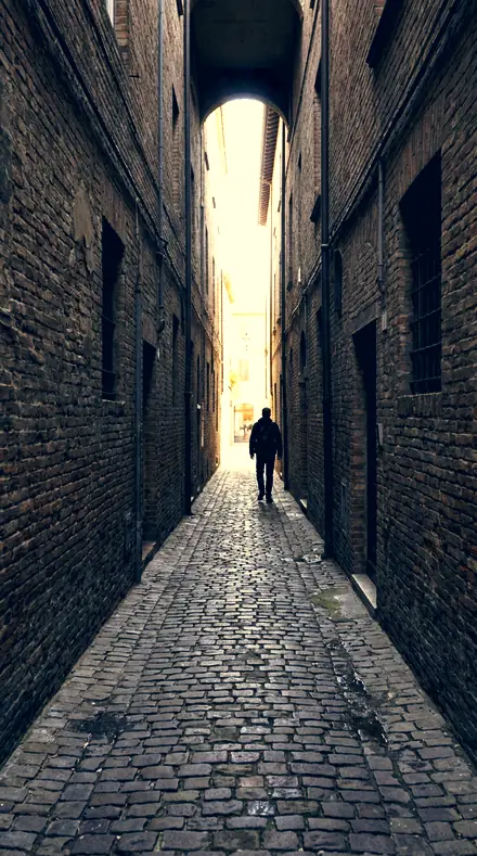 Divided Frame applied to The alley, lit warm, shaded cool