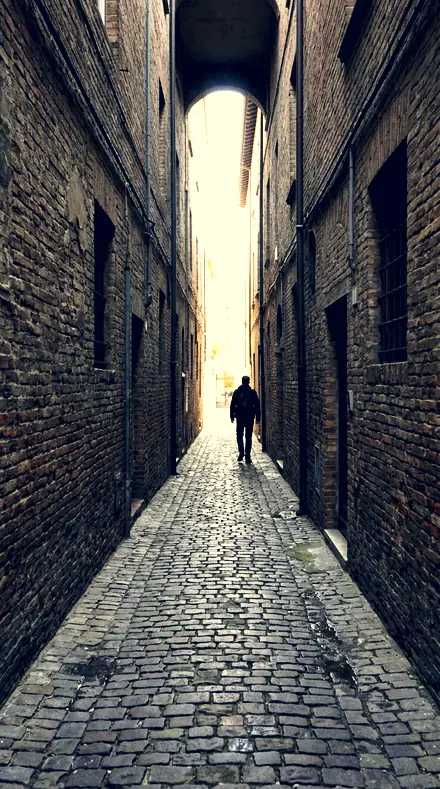 Blue Floor applied to The alley, lit warm, shaded cool