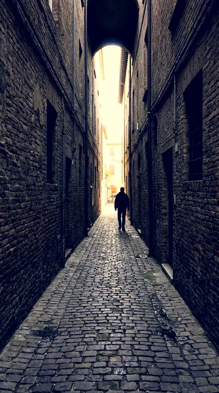 Cut Tone applied to The alley, lit warm, shaded cool